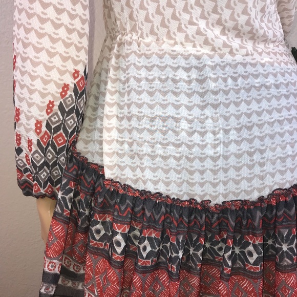 Free People Western Aztec Ruffle Peasant Blouse - Picture 6 of 7